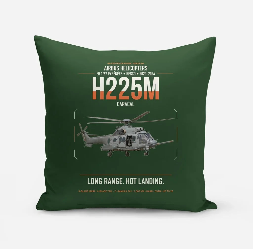 Airbus Helicopters H225M Caracal design on dark green pillow