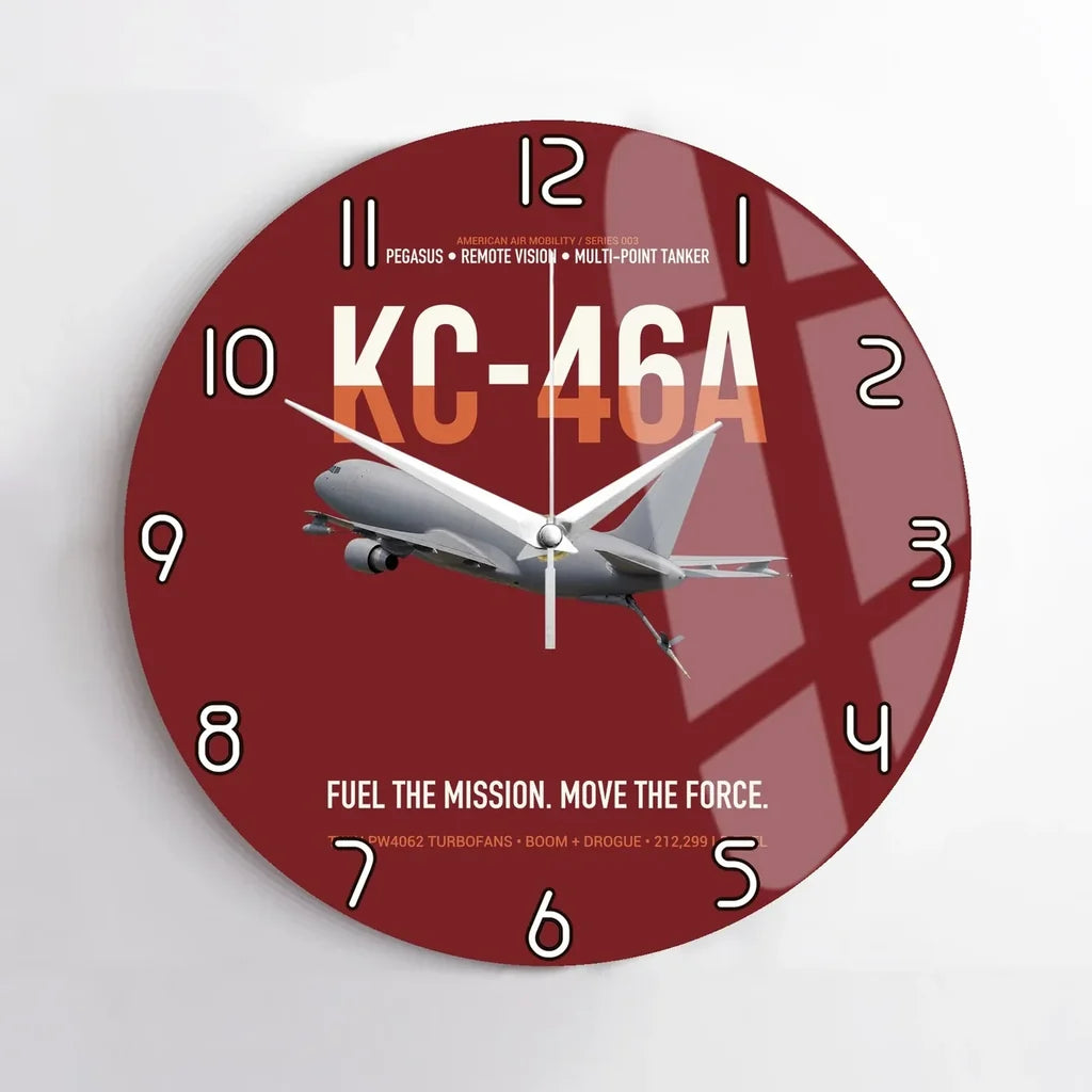 KC-46A PEGASUS design on dark red no frame wall clock