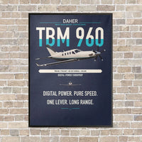 Thumbnail for Daher TBM 960 vertical canvas print - framed - navy blue background