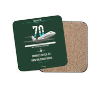 Thumbnail for Fokker 70 design on dark green 1 piece coaster