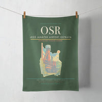 Thumbnail for Leoš Janáček Airport Ostrava (OSR) design on dark green towel