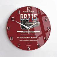 Thumbnail for BR715 design on dark red no frame wall clock