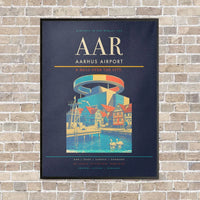Thumbnail for Aarhus Airport AAR - Canvas Framed - Navy Blue
