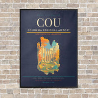 Thumbnail for Columbia Regional Airport COU vertical canvas print - framed - navy blue background