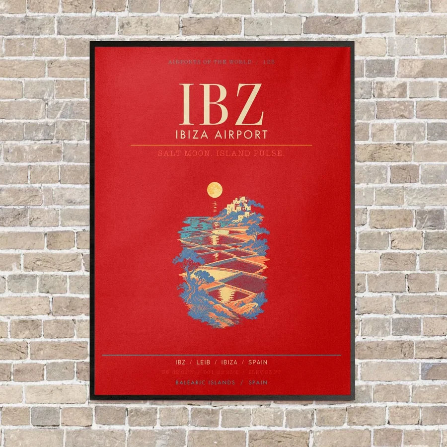 Ibiza Airport IBZ - Canvas Framed - Red