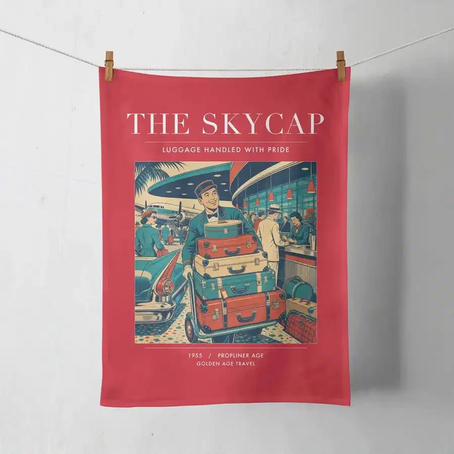 VINTAGE G4101 - The Skycap - Designed Towels design on red