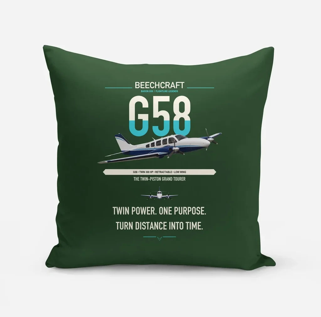 Beechcraft Baron G58 design on dark green pillow