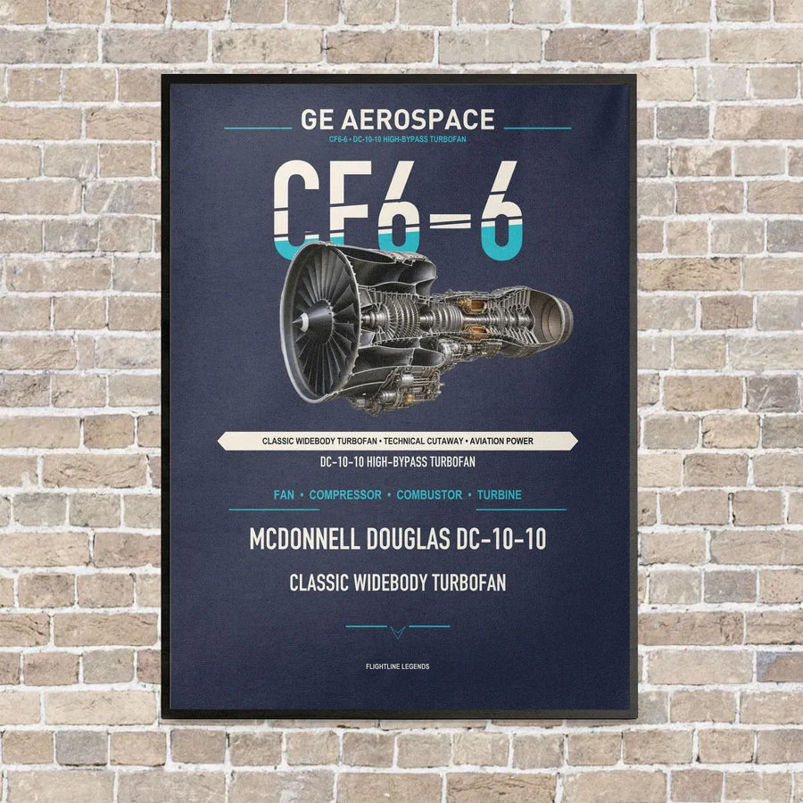 CF6-6 vertical canvas print - framed - navy blue background