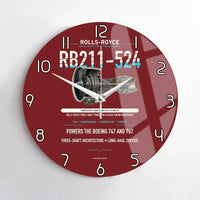 Thumbnail for RB211-524 design on dark red no frame wall clock