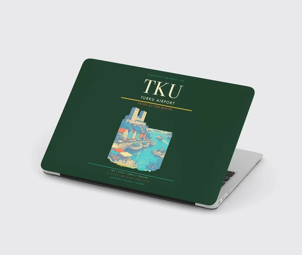 Turku Airport (TKU) design on dark green MacBook case