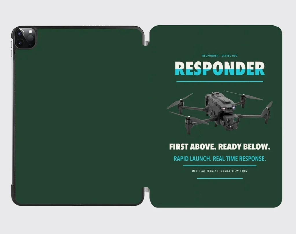 BRINC Responder design on dark green ipad tablet case