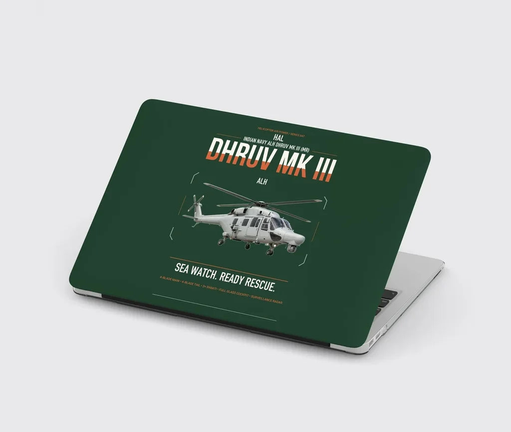 HAL ALH Dhruv Mk III design on dark green MacBook case