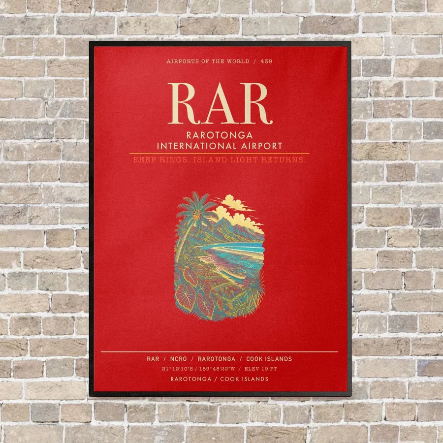Rarotonga International Airport RAR - Canvas Framed - Red