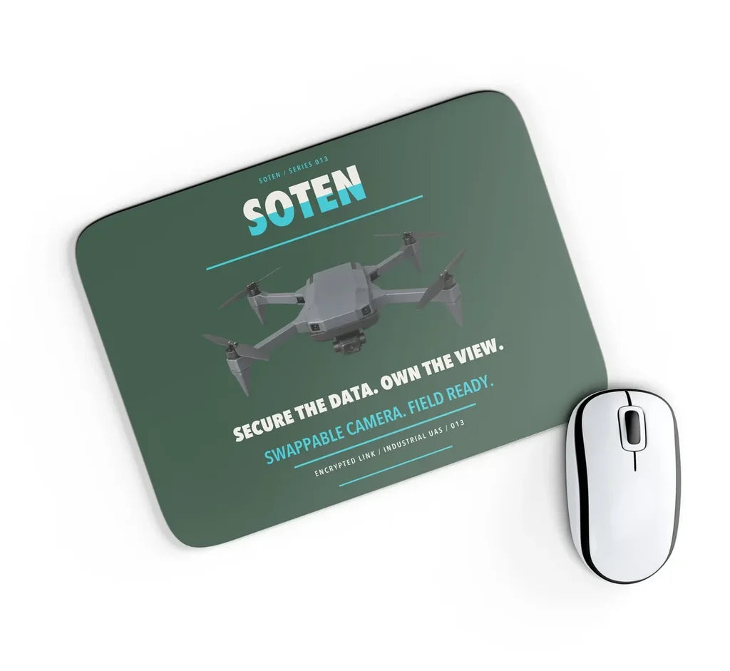 ACSL SOTEN design on dark green rectangle mouse pad