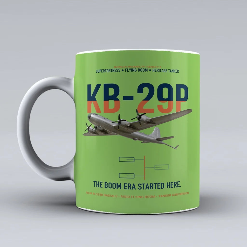 KB-29P SUPERFORTRESS design on light green ceramic mug, double-side print