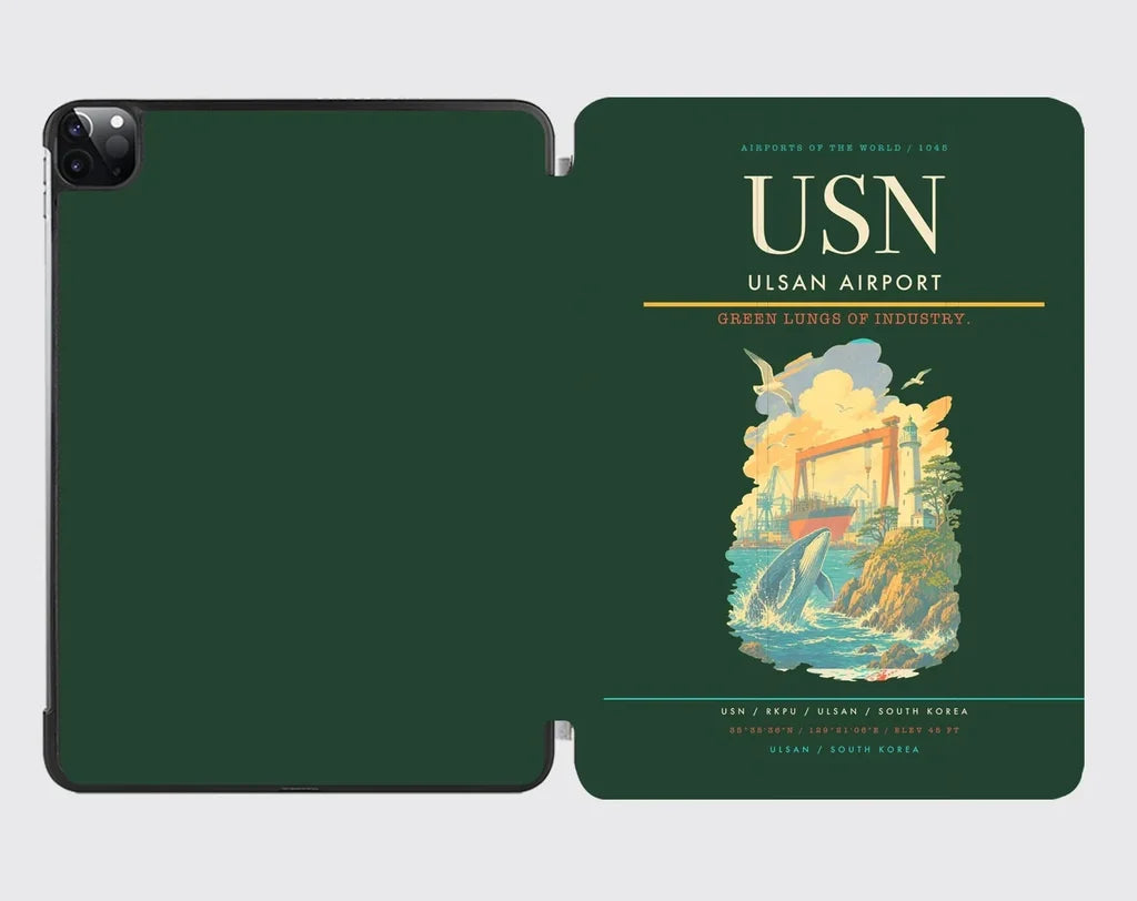 Ulsan Airport (USN) design on dark green ipad tablet case