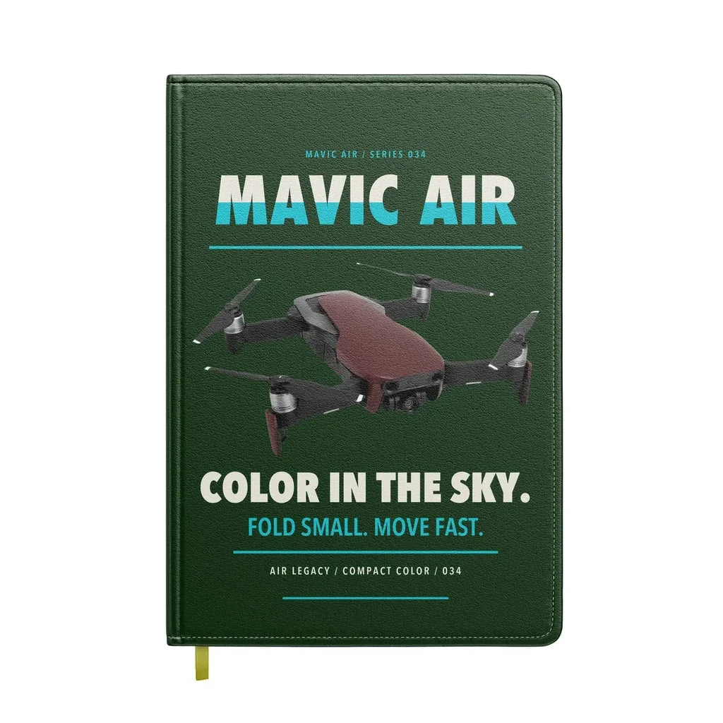 DJI Mavic Air design on dark green notebook