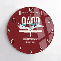 Thumbnail for De Havilland Dash 8-400 design on dark red no frame wall clock