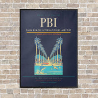 Thumbnail for Palm Beach International Airport PBI vertical canvas print - framed - navy blue background