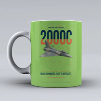 Thumbnail for Dassault Mirage 2000C RDI design on light green ceramic mug, double-side print