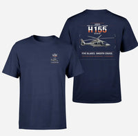 Thumbnail for Airbus H155 EC155 B1 design on navy blue t-shirt, double-side print