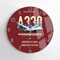 Thumbnail for Airbus A330-200P2F design on dark red no frame wall clock