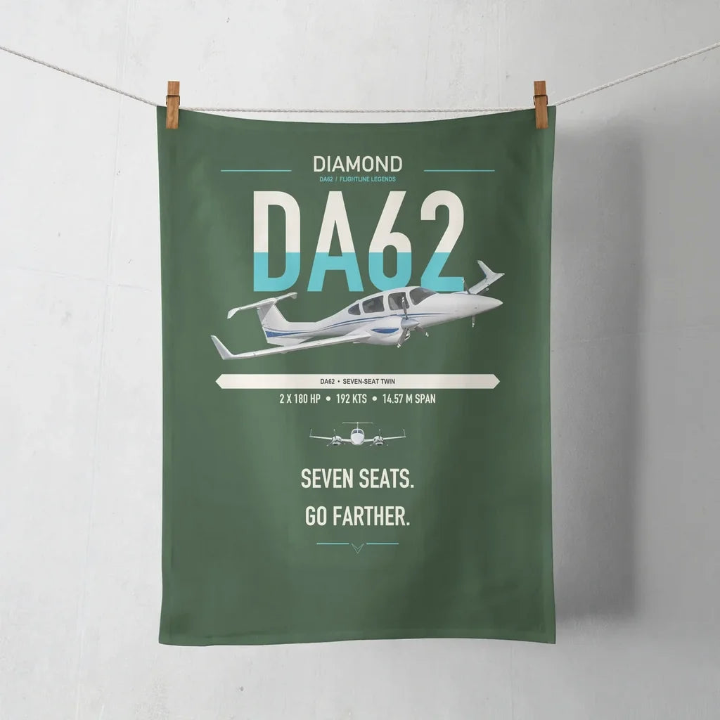 Diamond DA62 design on dark green towel
