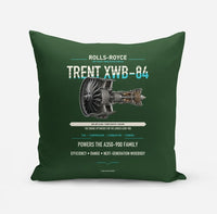 Thumbnail for TRENT XWB-84 design on dark green pillow