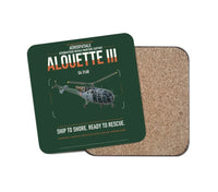 Thumbnail for Aérospatiale SA 316B Alouette III design on dark green 1 piece coaster