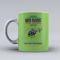 Thumbnail for MD Helicopters MD 500E design on light green ceramic mug, double-side print