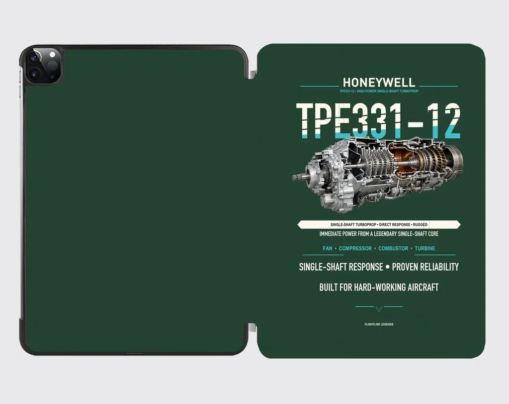 TPE331-12 design on dark green ipad tablet case