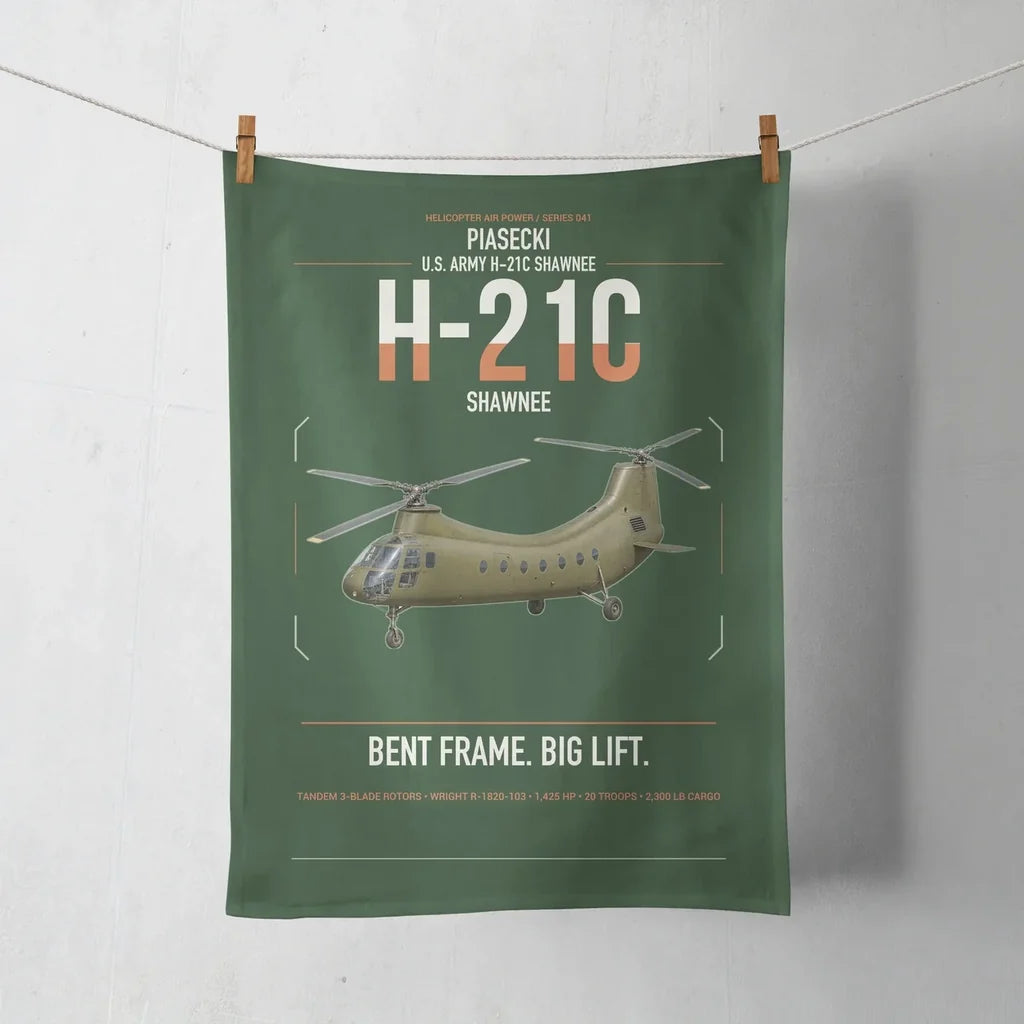 Piasecki H-21C Shawnee design on dark green towel