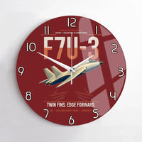 Thumbnail for F7U-3 Cutlass design on dark red no frame wall clock