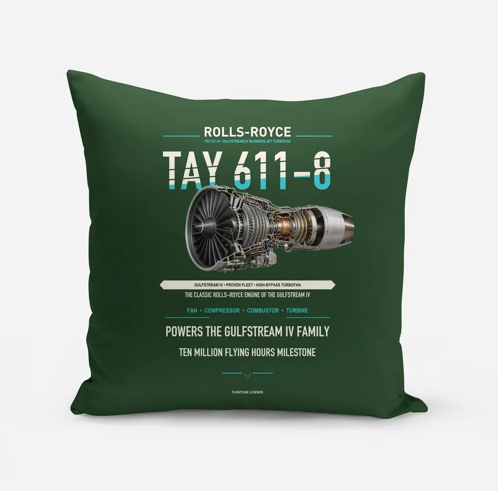 TAY 611-8 design on dark green pillow