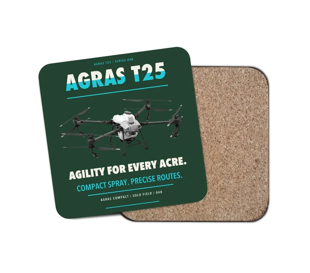 DJI Agras T25 design on dark green 1 piece coaster