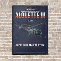 Thumbnail for Aérospatiale SA 316B Alouette III vertical canvas print - framed - navy blue background