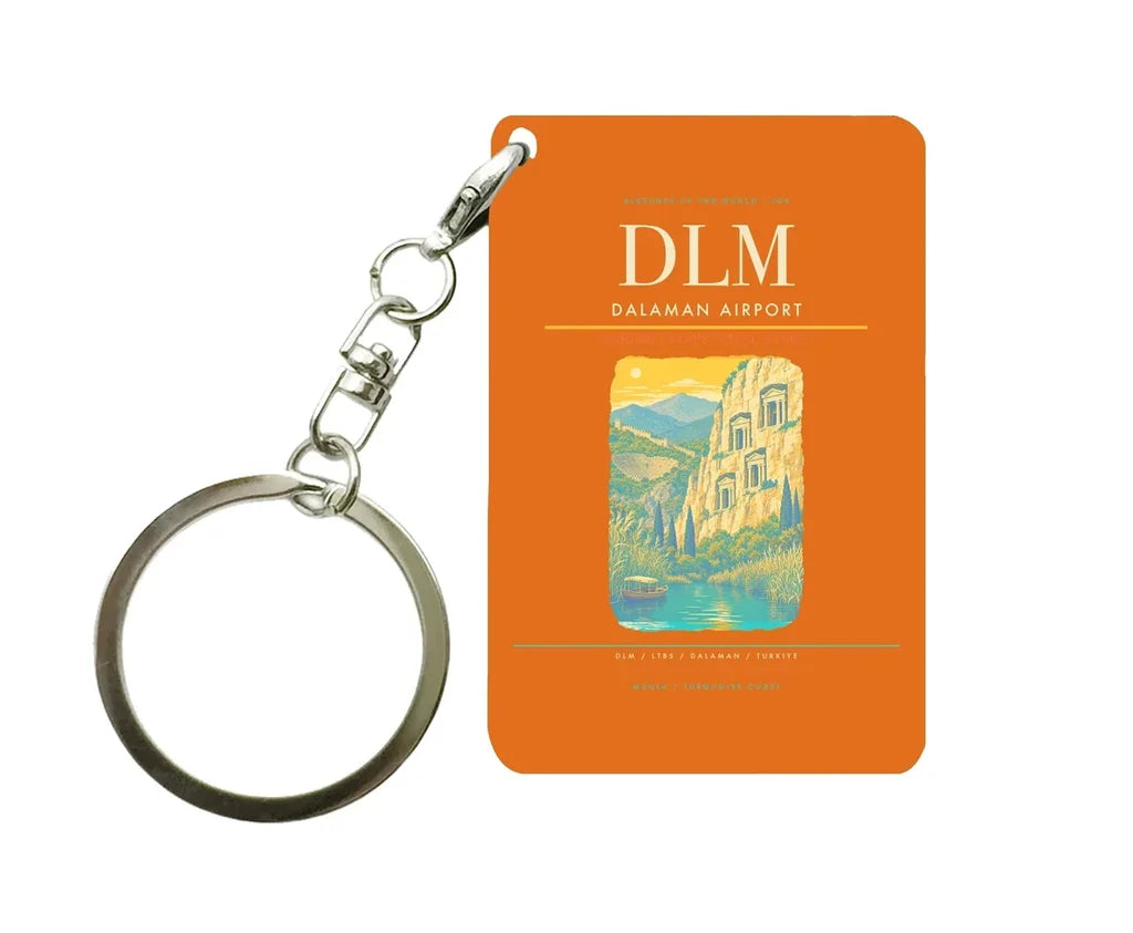 Dalaman Airport DLM Key Chain design on orange key chain