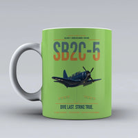 Thumbnail for SB2C-5 Helldiver design on light green ceramic mug, double-side print