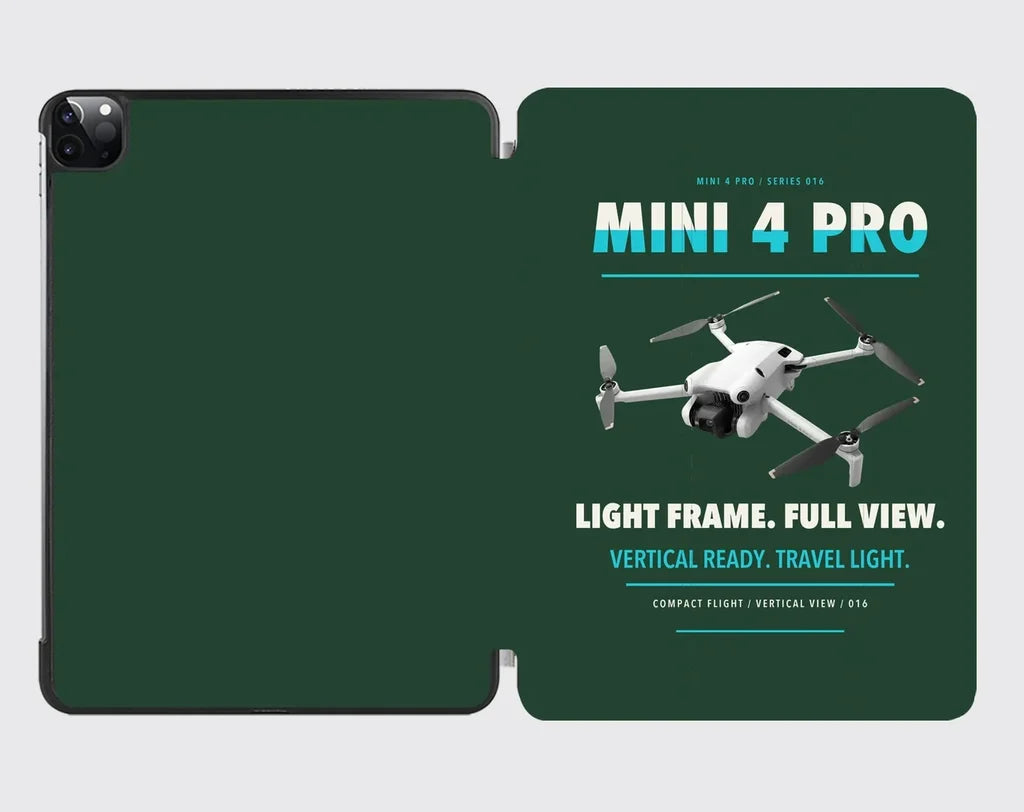DJI Mini 4 Pro design on dark green ipad tablet case