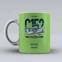 Thumbnail for Cessna 152 design on light green ceramic mug, double-side print