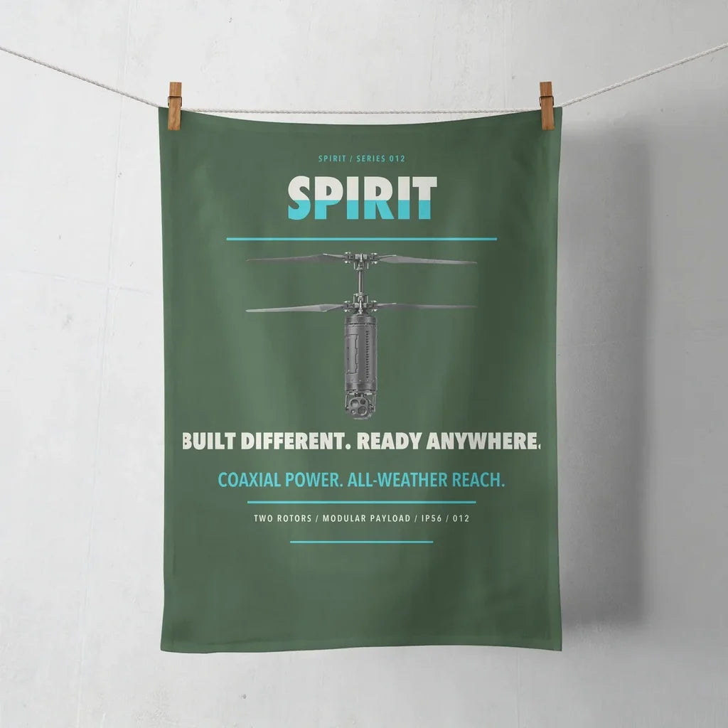 Ascent AeroSystems Spirit design on dark green towel