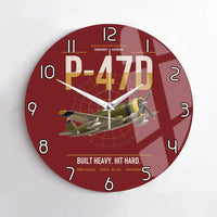 Thumbnail for P-47D Thunderbolt Razorback design on dark red no frame wall clock