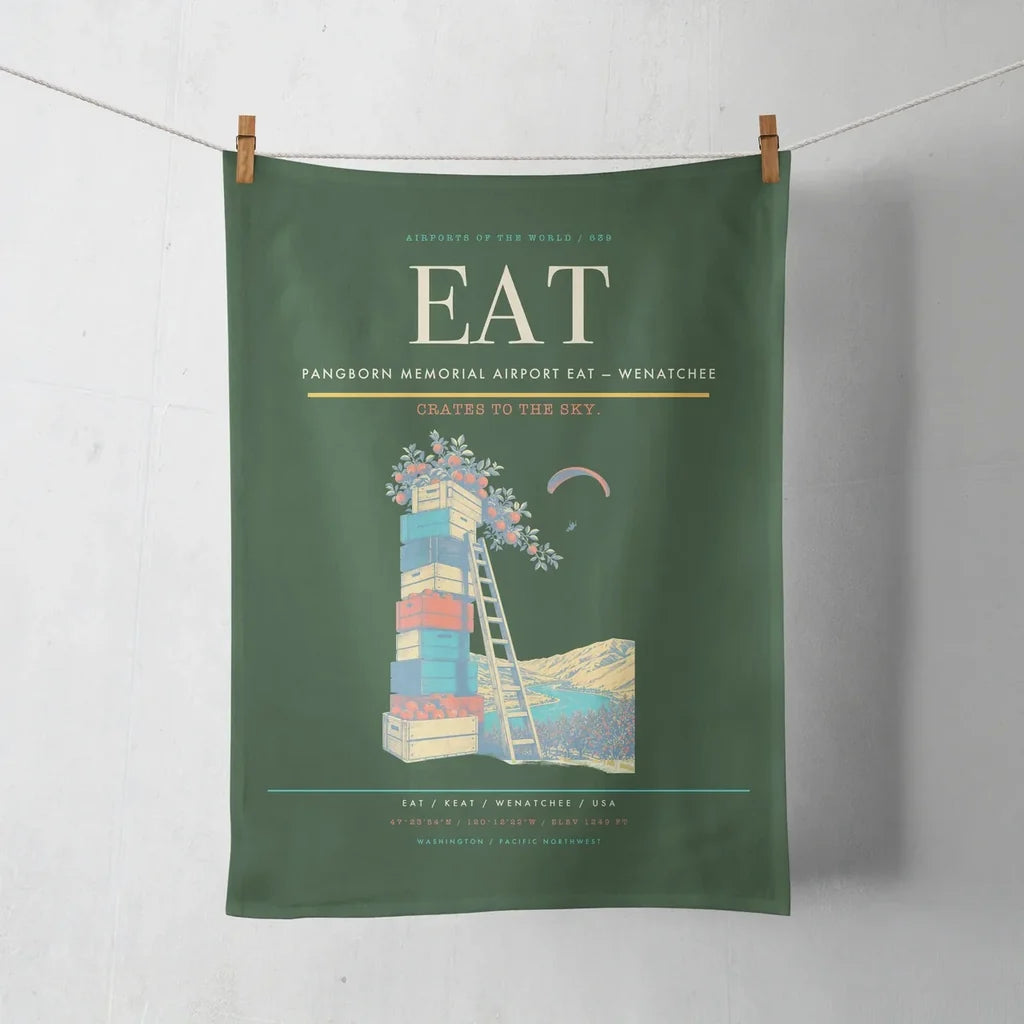 Pangborn Memorial Airport (EAT) design on dark green towel
