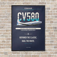 Thumbnail for Convair 580 vertical canvas print - framed - navy blue background