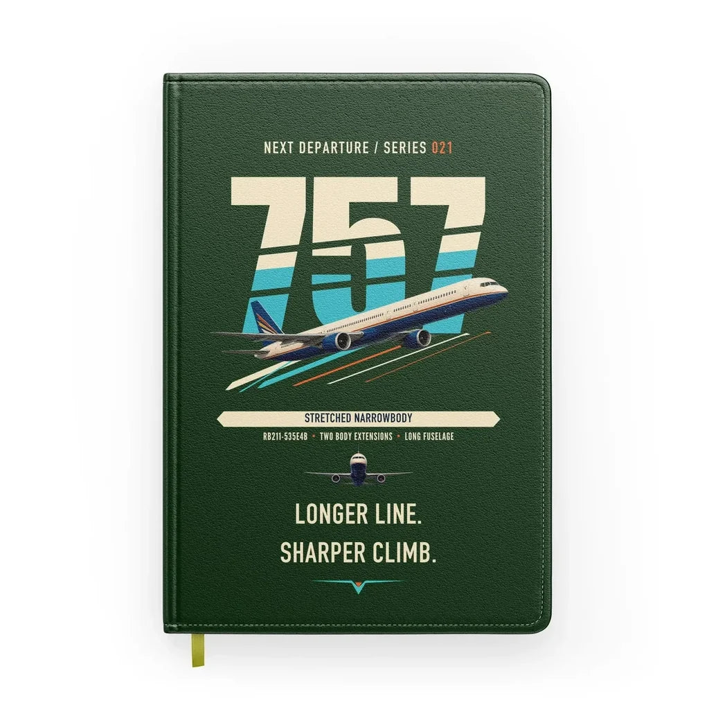 Boeing 757-300 design on dark green notebook