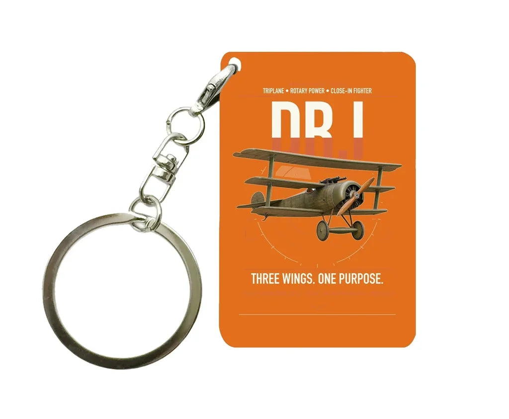 Fokker Dr.I design on orange designed key chain, double-side print