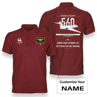 Thumbnail for Cessna Citation 560 - Citation V design on red+name double-side polo t-shirt, double-side print