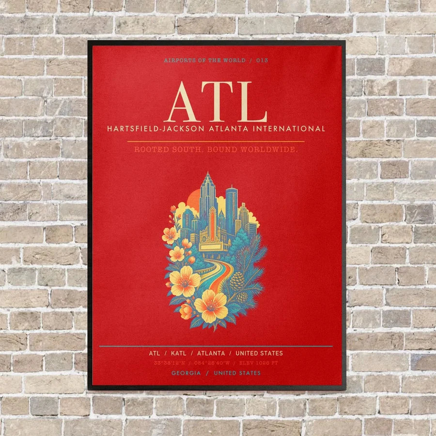 Hartsfield-Jackson Atlanta International Airport ATL - Canvas Framed - Red