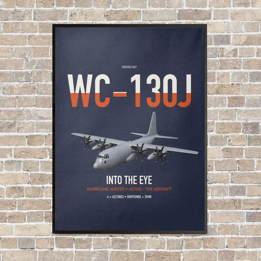 WC-130J Hurricane Hunter vertical canvas print - framed - navy blue background