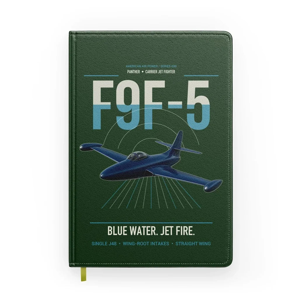 F9F-5 Panther design on dark green notebook